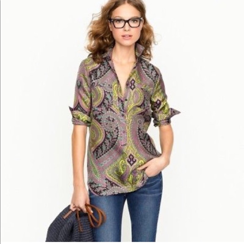 NWOT J. Crew Collection Sovereign Paisley Silk Blouse